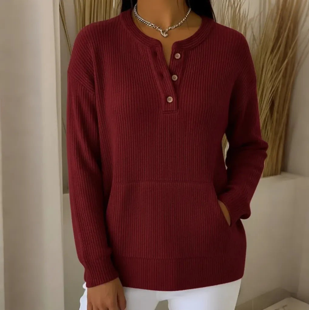 Dolores | Ribbed Henley Sweater